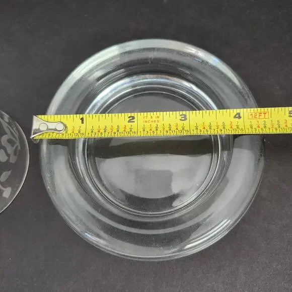 Vintage Miniature Glass Domed Butter Dish Etched Butterflies Vines Votive Candle - Picture 11 of 12